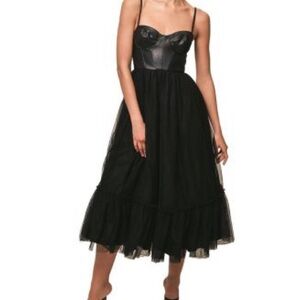Hutch Essex Faux Leather Corset and Tulle Midi Dress size 6 NWT fully lined